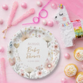 Wildflower Boho Floral Baby shower Papieren Bordje (Feest)