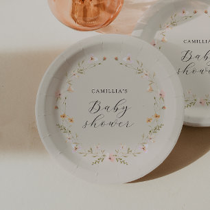 Wildflower Boho Floral Baby shower Papieren Bordje