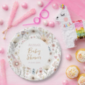 Wildflower Boho Floral Baby shower Papieren Bordje (Feest)