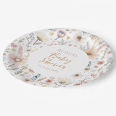Wildflower Boho Floral Baby shower Papieren Bordje (Gekanteld)