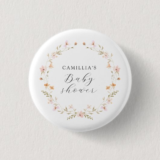 Wildflower Boho Floral Baby shower Ronde Button 3,2 Cm (Voorkant)