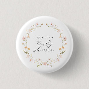 Wildflower Boho Floral Baby shower Ronde Button 3,2 Cm