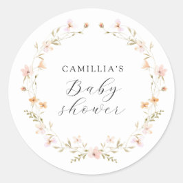 Wildflower Boho Floral Baby shower Ronde Sticker