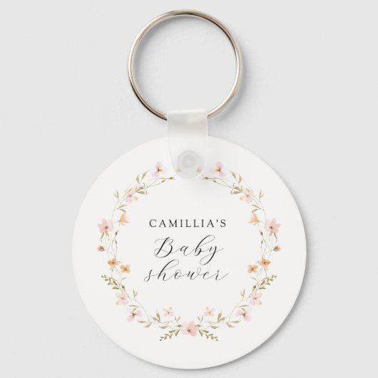 Wildflower Boho Floral Baby shower Sleutelhanger (Voorkant)