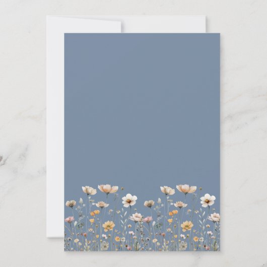 Wildflower Boho Floral Blue Wedding Kaart (Achterkant)