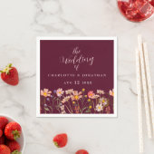 Wildflower Boho Floral Burgundy Blush Pink Wedding Servet (Insitu)