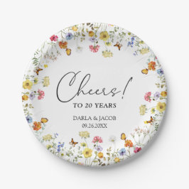 Wildflower Boho Floral Cheers Wedding Jubileum Papieren Bordje