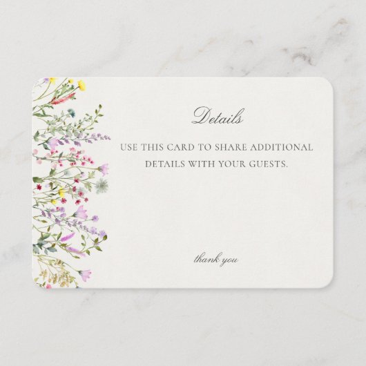 Wildflower Boho Floral Event Details Invoegen Informatiekaartje (Voorkant)
