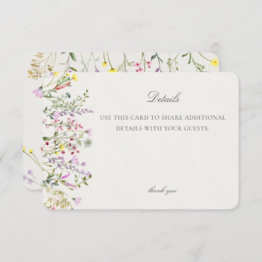 Wildflower Boho Floral Event Details Invoegen Informatiekaartje (Voorkant / Achterkant)