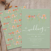 Wildflower Boho Floral Fall Sage Green Kaart