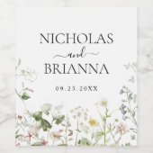 Wildflower Boho Floral Garden Wedding Wijn Etiket (Enkel label)