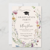 Wildflower Boho Floral Graduation Party Kaart (Voorkant)