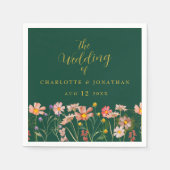 Wildflower Boho Floral Green Gold Wedding Servet (Voorkant)
