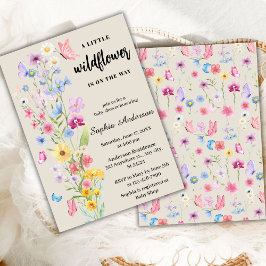 Wildflower Boho Floral Neutraal Baby shower Kaart