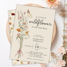 Wildflower Boho Floral Neutraal Baby shower Kaart