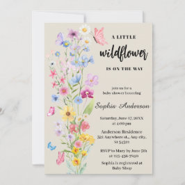 Wildflower Boho Floral Neutraal Baby shower Kaart