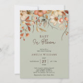 Wildflower Boho Floral Sage Green Baby in Bloom Kaart (Voorkant)