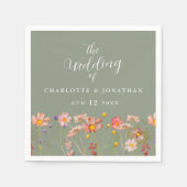 Wildflower Boho Floral Sage Green Wedding Servet (Voorkant)