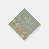 Wildflower Boho Floral Sage Green Wedding Servet (Hoek)