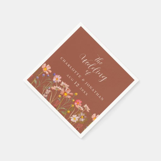 Wildflower Boho Floral Terracotta Beige Wedding Servet (Hoek)