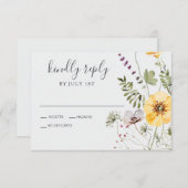 Wildflower Boho Floral Wedding RSVP Kaartje (Voorkant / Achterkant)