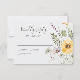 Wildflower Boho Floral Wedding RSVP Kaartje