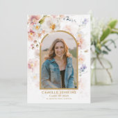 Wildflower Boho Foto Afstuderen Aankondiging (Staand voorkant)