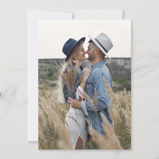 Wildflower Boho Foto Black Botanical Wedding Kaart (Achterkant)