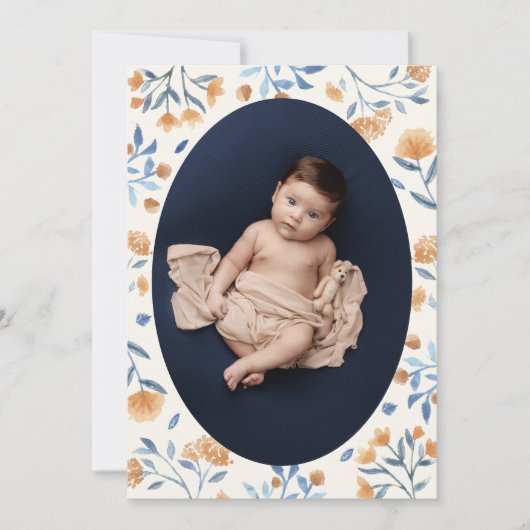  Wildflower Boho Foto Lijst Cross Doop Kaart (Voorkant)