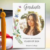 Wildflower Boho Foto Meisje College Afstuderen Aankondiging