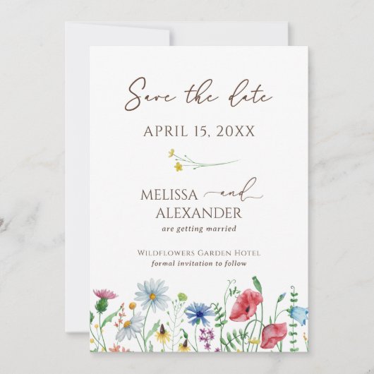 Wildflower boho Foto Save The Date (Voorkant)
