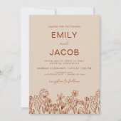Wildflower Boho Foto Terracotta Botanical Wedding Kaart (Voorkant)