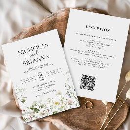 Wildflower Boho Garden All in One QR Wedding Kaart