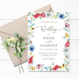 Wildflower boho garden floral Wedding Kaart