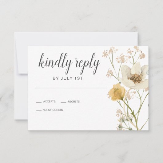 Wildflower Boho garden Floral Wedding RSVP-kaart RSVP Kaartje (Voorkant)