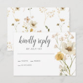 Wildflower Boho garden Floral Wedding RSVP-kaart RSVP Kaartje (Voorkant / Achterkant)