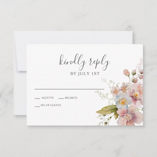 Wildflower Boho garden Floral Wedding RSVP-kaart RSVP Kaartje (Voorkant)