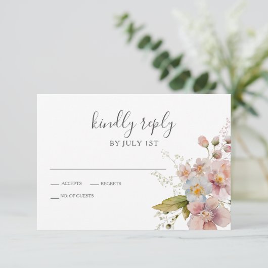 Wildflower Boho garden Floral Wedding RSVP-kaart RSVP Kaartje (Staand voorkant)