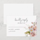 Wildflower Boho garden Floral Wedding RSVP-kaart RSVP Kaartje (Voorkant / Achterkant)