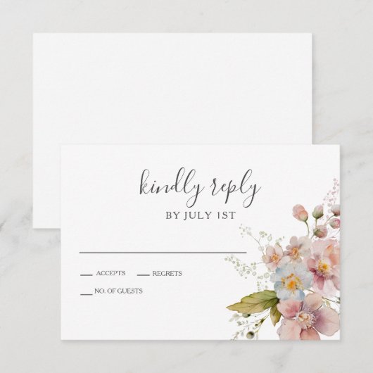 Wildflower Boho garden Floral Wedding RSVP-kaart RSVP Kaartje (Voorkant / Achterkant)