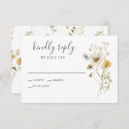 Wildflower Boho garden Floral Wedding RSVP-kaart RSVP Kaartje