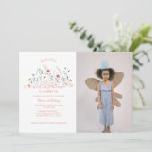 Wildflower Boho Garden Party 1e verjaardag foto Kaart (Staand voorkant)