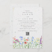 Wildflower Boho Garden QR Code Uitnodiging voor br (Voorkant / Achterkant)