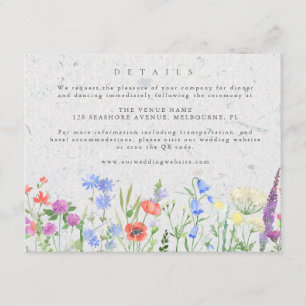 Wildflower Boho Garden Wedding Details Informatiekaartje