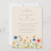 Wildflower Boho Garden Wedding Invitation Kaart (Voorkant)