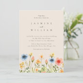 Wildflower Boho Garden Wedding Invitation Kaart (Staand voorkant)