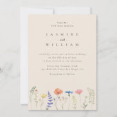 Wildflower Boho Garden Wedding Invitation Kaart (Voorkant)
