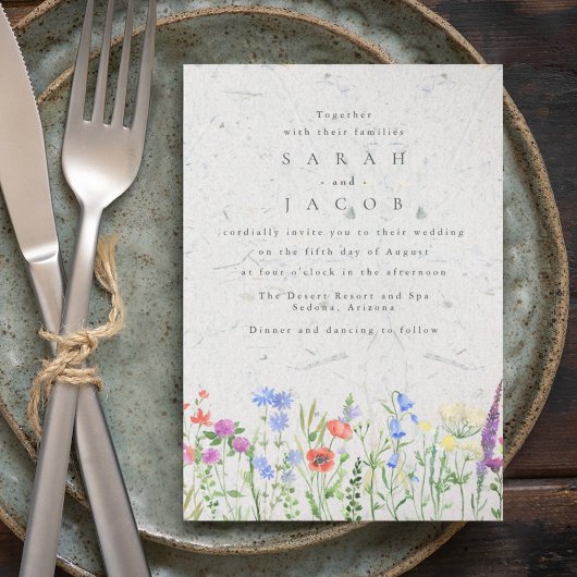 Wildflower Boho Garden Wedding Invitation Kaart