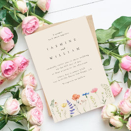 Wildflower Boho Garden Wedding Invitation Kaart