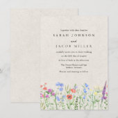 Wildflower Boho Garden Wedding Invitation Kaart (Voorkant / Achterkant)